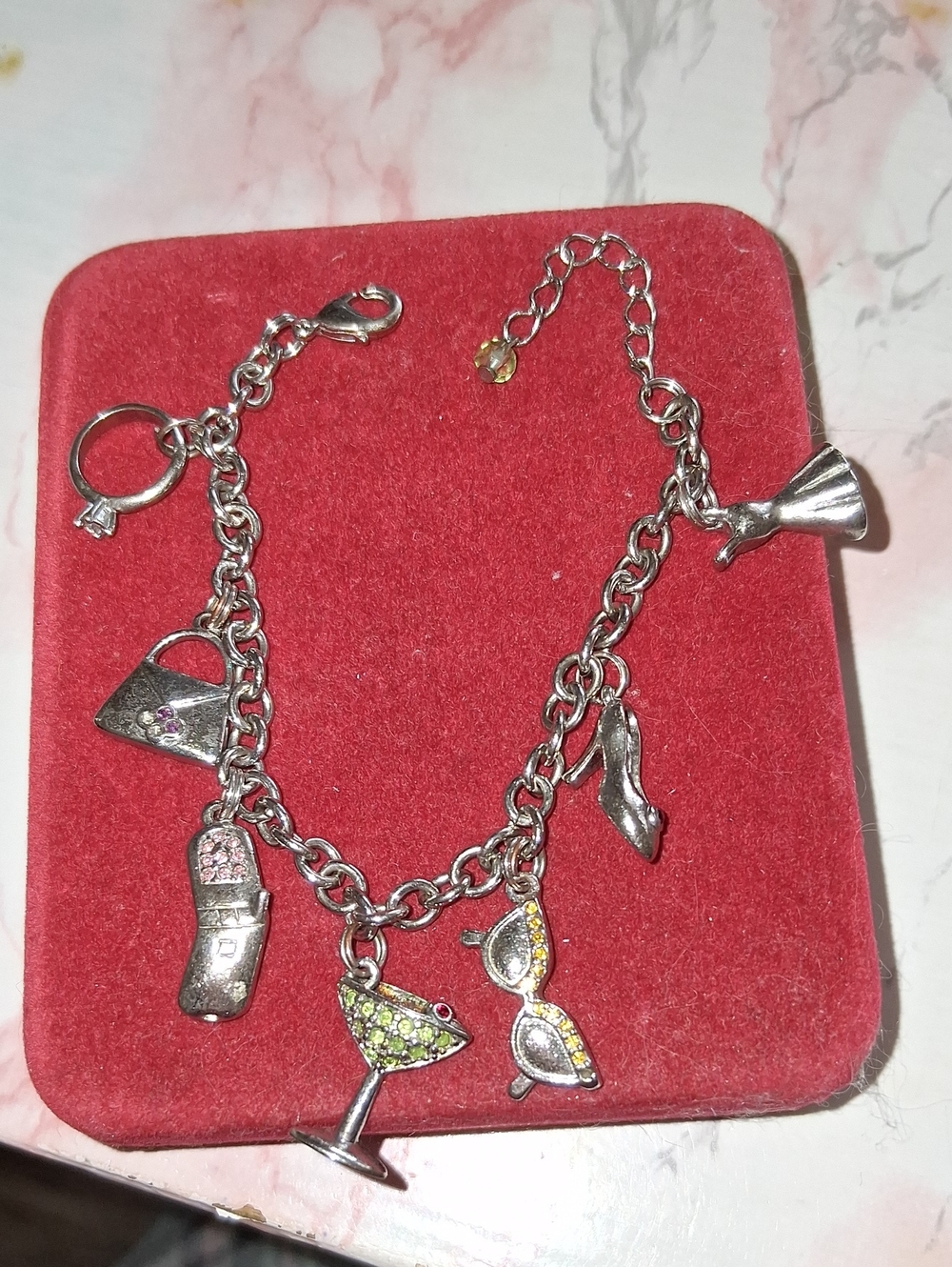 Silver Charm Bracelet with Fashion Icons - Silver